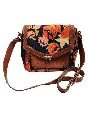 Spartina 449 Daufuskie Island Floral Canvas Leather Purse Adjustable Strap READ
